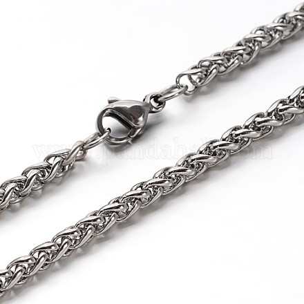 304 Stainless Steel Wheat Chain Necklaces NJEW-O058-26P-1