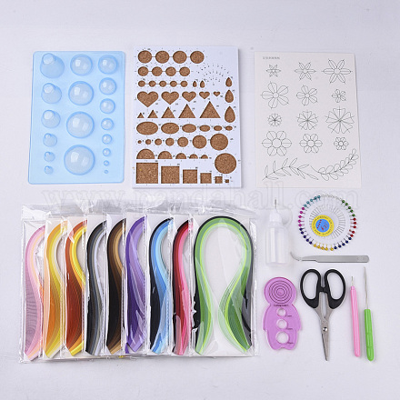 Ensembles de bandes de quilling de papier bricolage: bandes de quilling de papier de couleur aléatoire DIY-S038-002-1
