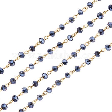 Catene di perle in vetro rondelle fatte a mano per creazione di bracciali collane AJEW-JB00037-03-1