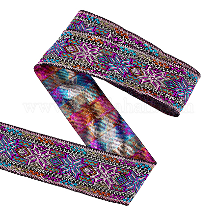 Лента из полиэстера с цветочной вышивкой в этническом стиле OCOR-WH0091-43-1