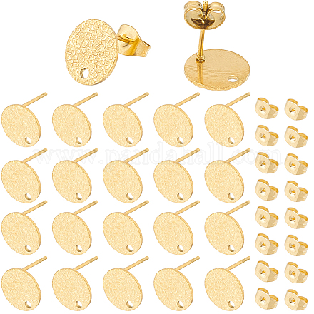 60 шт. текстурированные плоские круглые ионно-покрытые (IP) серьги-гвоздики из нержавеющей стали 304 STAS-SP0001-45-1