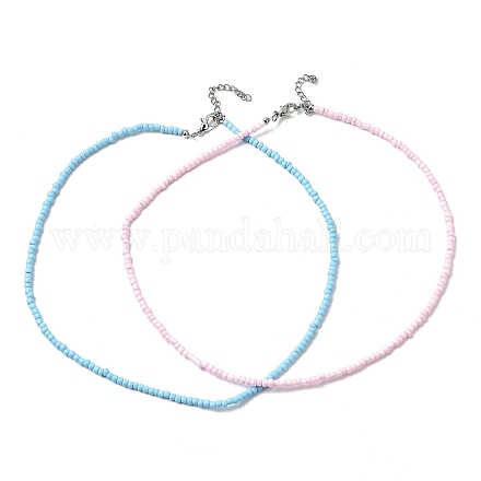 2шт 2 цвета набор ожерелья из стеклянного бисера NJEW-FZ00028-1