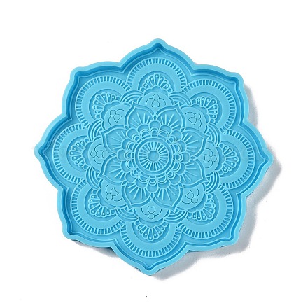 DIY Mandala Flower Shape Coaster Silicone Molds DIY-G083-06B-1