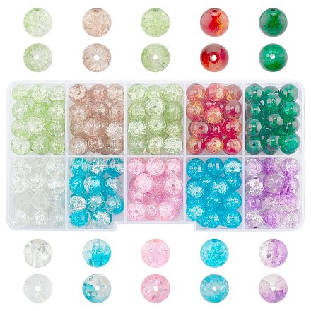 Perles rondes en verre craquelé transparent CCG-X0007-8mm-01-1