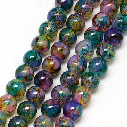 Baking Painted Glass Beads Strands DGLA-Q023-8mm-DB57-1