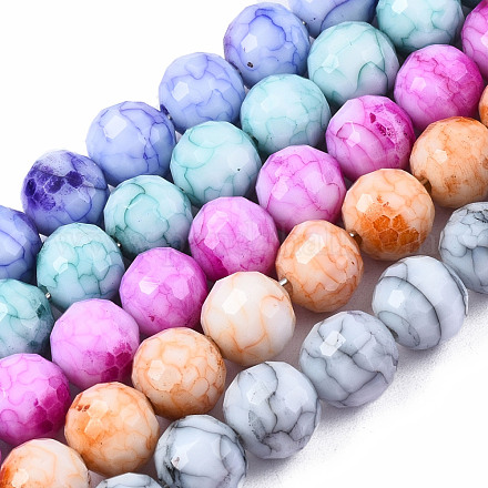 Mèches de perles de verre craquelé peintes au four opaque EGLA-S174-33A-1