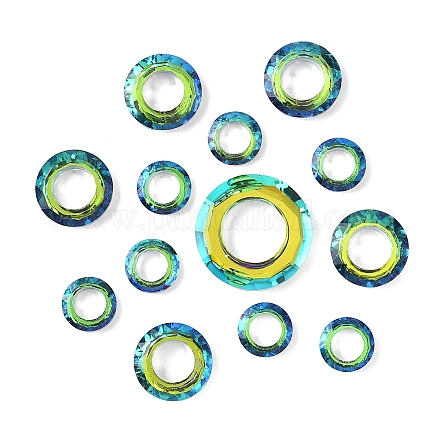 16 шт. 3 стиля гальванических стеклянных соединительных колец&nbsp;GLAA-YW0005-28C-1