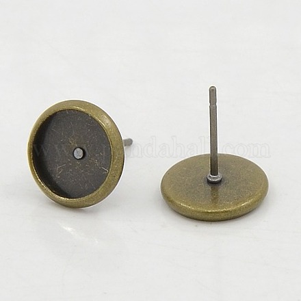 Brass Stud Earring Settings KK-E589-10mm-AB-NR-1
