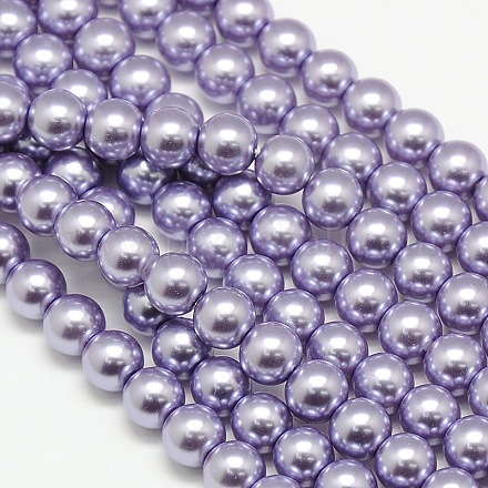 Hebras de cuentas redondas de perlas de vidrio teñidas ecológicas X-HY-A002-10mm-RB028-1