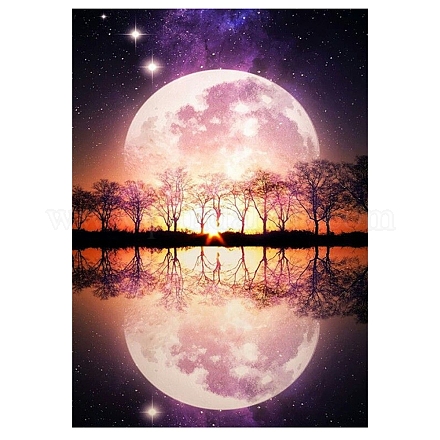 Moon & Starry Sky & Tree Pattern DIY Diamond Painting Kit PW-WG62259-01-1