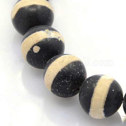Tibetan Style Striped Pattern dZi Beads TDZI-Q001-10mm-01-1