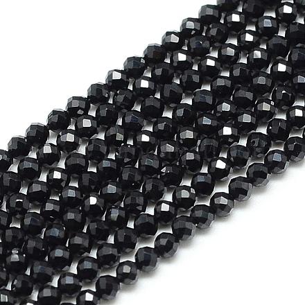 Natürlichen schwarzen Spinell Perlen Stränge G-S152-01-3mm-1