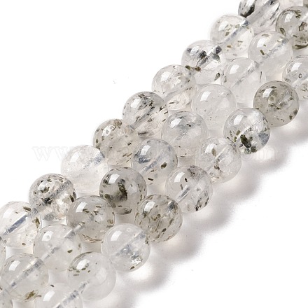 Brins naturels de perles de quartz à la fraise noire G-E584-01A-1