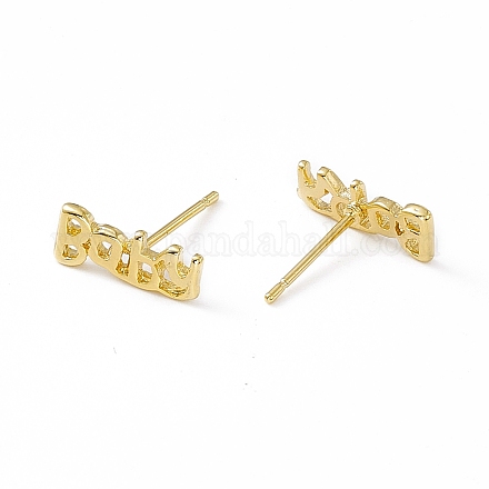 Brass Word Baby Stud Earrings for Women KK-A172-20G-1