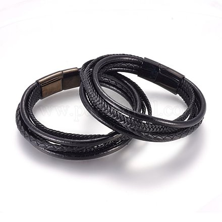 Плетеный кожаный шнур многожильных браслеты BJEW-F349-11B-01-1