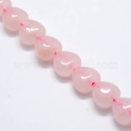 Herz natürlichen Rosenquarz Perlen Stränge X-G-G632-01-1