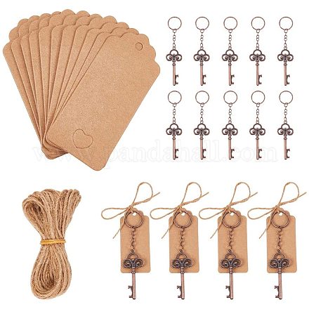 PandaHall Elite 20 Pcs Wedding Favors Skeleton Key Bottle Opener with 20 Pcs Escort Card Tag Jewelry Display Paper Price Tags and 10.9 Yard Twine String AJEW-PH0016-36-1