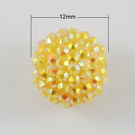 Ab couleur discothèque pavé billes perles de rhinestone de résine pour la fabrication de bijoux volumineux bricolage X-RESI-S256-12mm-SAB10-1