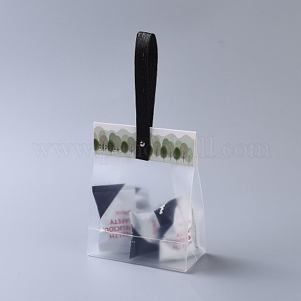 プラスチック製の透明なギフトバッグ  保存袋  セルフシールバッグ  トップシール  長方形  漫画カードとスリング付き  穴と釘  ダークシーグリーン  21.5x10x5cm  10のセット/袋 OPP-B002-H06-1
