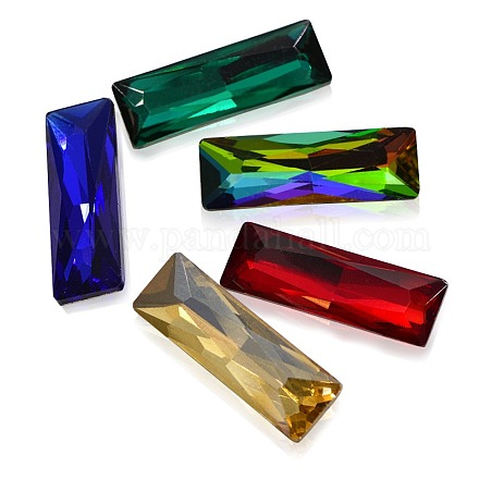 Cabuchones de cristal de facetado rectángulo de rhinestone RGLA-A014-10x30mm-SM-1
