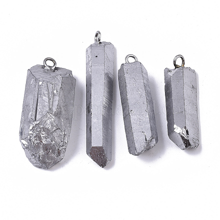 Placage sous vide pendentifs en cristal de quartz naturel G-R461-07F-1