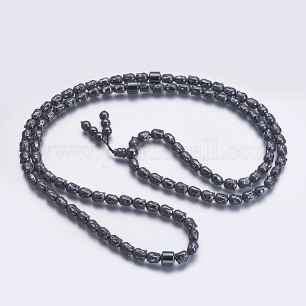 Non-magnetic Synthetic Hematite Mala Beads Necklaces NJEW-K096-06-1