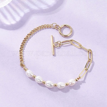 Браслеты из натурального культивированного пресноводного жемчуга с бисером BJEW-JB12710-1