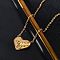 304 Stainless Steel Textured Heart Pendant Cable Chain Necklaces, Ion Plating(IP), Real 14K Gold Plated, 18.19 inch(46.2cm)