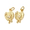 Brass Micro Pave Clear Cubic Zirconia Pendants, Leaf, with Jump Ring, Long-Lasting Plated, Cadmium Free & Lead Free, Rack Plating, Real 18K Gold Plated, 16x10x3.5mm, Hole: 3mm