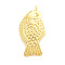 Brass Pendants, Fish, Rack Plating, Long-Lasting Plated, Lead Free & Cadmium Free, Golden, 46x22.5x6mm, Hole: 3mm