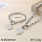 Flat Round with Tree of Life 304 Stainless Steel Pendant Necklaces & Charm Bracelets Sets, Stainless Steel Color, 460mm