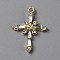 Brass Clear Cubic Zirconia Pendants, Religion Cross Charm, Real 18K Gold Plated, 25x18x3mm, Hole: 1.6mm