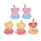 5Pcs 5 Styles Resin Pendants, Bear Charm, with Golden Tone Brass Findings, Two Tone, Mixed Color, 25~26x19~21x9~11mm, Hole: 4.5~5.5x2~3mms, 1pc/style,