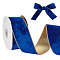 Polyester Velvet Wired Ribbon, for Gift Wrapping Party Decoration, Blue, 2 inch(50mm), about 10.00 Yards(9.14m)/Roll