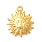 304 Stainless Steel Pendants, Sun Charms, Ion Plating(IP), Real 18K Gold Plated, 19.5x16.5x2.5mm, Hole: 1.2mm