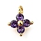 Brass Micro Pave Cubic Zirconia Pendants, Flower Charms, Real 18K Gold Plated, 9.5~10x7.5~8x3mm, Hole: 1.2mm