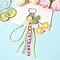 Woolen Yarn Flower & Polyester Ribbon & Plastic Pearl Bead Pendant Decorations, Platinum, Gold, 240mm