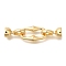 Brass Fold Over Clasps, Oval, Real 18K Gold Plated, 41.5mm, oval: 19x11.5x4.5mm, clasp: 14.5x7.5x7mm, hole: 5.5mm