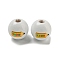 Printed Wood European Beads, Large Hole Beads, Round, White, 16~16.5x14.5~15mm, Hole: 4mm