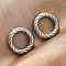 316 Stainless Steel Spring Gate Rings, Round, Stripe Pattern, Stainless Steel Color, 19.5x4mm