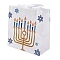 Hanukkah Theme Non-Woven Reusable Folding Gift Bags with Handle, Portable Waterproof Shopping Bag for Gift Wrapping, Rectangle, White, 23x21.5x11cm