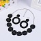 Polka Dot Flat Round Acrylic Link Chain Necklaces & Dangle Earrings Sets, Alloy Jewelry Sets, Platinum, Black, Necklace: 600~675mm