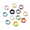 Flower Hollow Glazed Porcelain Bead Frame, Floral Ceramic Beads, Mixed Color, 15.5x16x5mm, Hole: 2.5mm