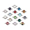 304 Stainless Steel Pave K9 Glass Flat Round Connector Charms, Mixed Color, Stainless Steel Color, 17.5x10x6.5mm, Hole: 2.6mm