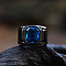 Alloy with Glass Finger Rings for Men, Black, Rectangle, Royal Blue, US Size 7(17.3mm)