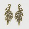 Tibetan Style Alloy Pendants, Lead Free and Cadmium Free, Leaf, Antique Bronze, 29x11x1mm, Hole: 1mm, about 1090pcs/1000g