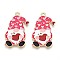 Alloy Enamel Pendants, Lead Free & Cadmium Free, Dwarf Charms, Golden, Deep Pink, 30x16.7x1.2mm, Hole: 1.6mm