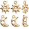 24Pcs 2 Styles Brass Micro Pave Cubic Zirconia Charms, Moon/Star, Real 18K Gold Plated, 11.5~12.5x8~9x2.5mm, Hole: 1.4mm, 12pcs/style