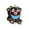 Alloy Enamel Pendants, Golden, Cat Shape, Black, 29.5x22.5x1.5mm, Hole: 1.9mm