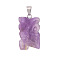 Natural Amethyst Pendants, Owl, 20mm